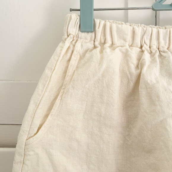 Vintage FLAX by Jeanne Engelhart Linen Pull-On Shorts Natural Elastic Waist S - Picture 3 of 5